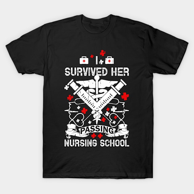 I Survived Her Passing Nursing school Tshirt T-Shirt by Rezaul